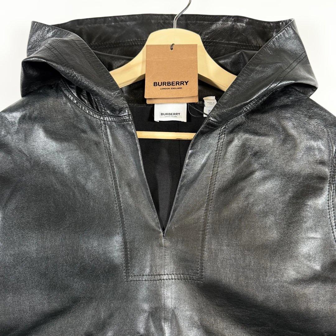【新品未使用】【現行】バーバリー　ラムレザーパーカー　プルオーバー　黒　S