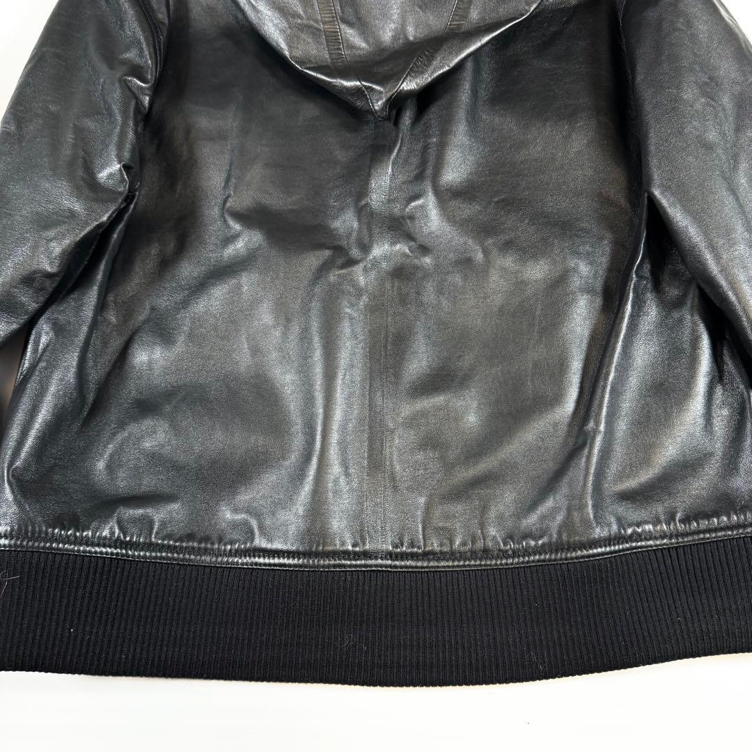 【新品未使用】【現行】バーバリー　ラムレザーパーカー　プルオーバー　黒　S