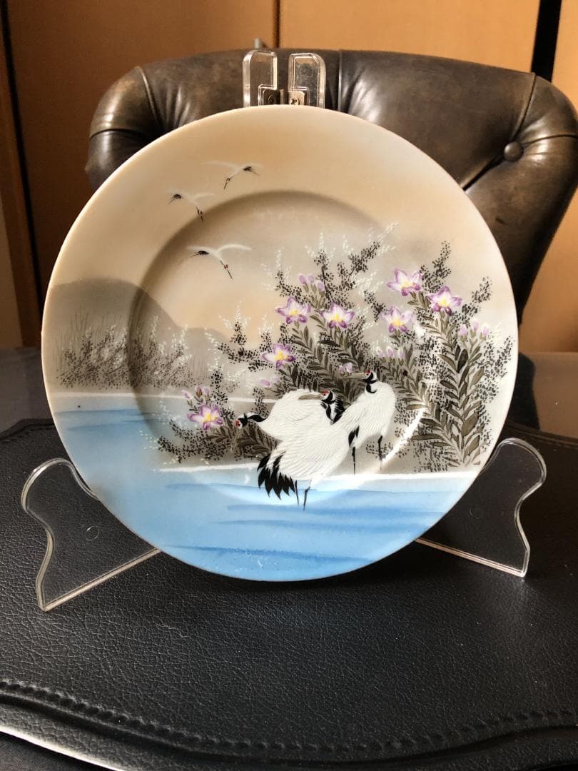 オールドノリタケ 金彩プレート②　百田造　鶴の絵図