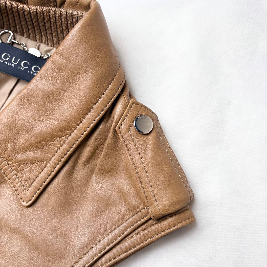 GUCCI ラムレザーベスト 本革 ベルト ロゴ刻印 大きいサイズ42