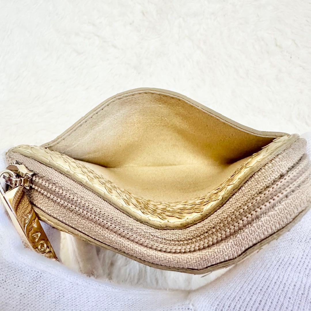 ATAO アタオ ミリモ パイソン箔 オーガニックロゼ ゴールド ミニ財布 ロゴ