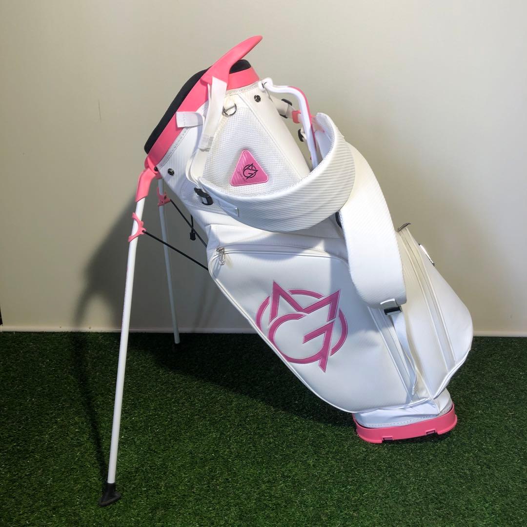 訳ありOMNIX GOLF 8.5型　スタンドキャディバッグ ホワイト　ピンク