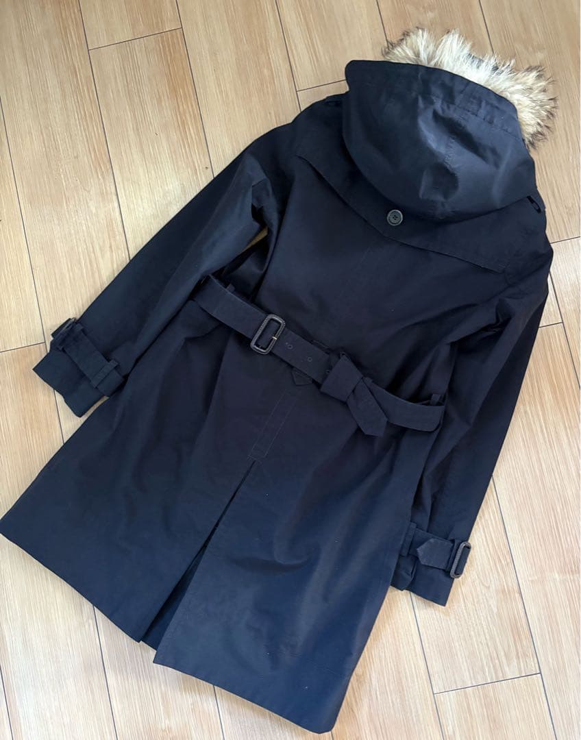 AIGLE エーグル GORETEX ファー付きトレンチコート黒 レディース　S