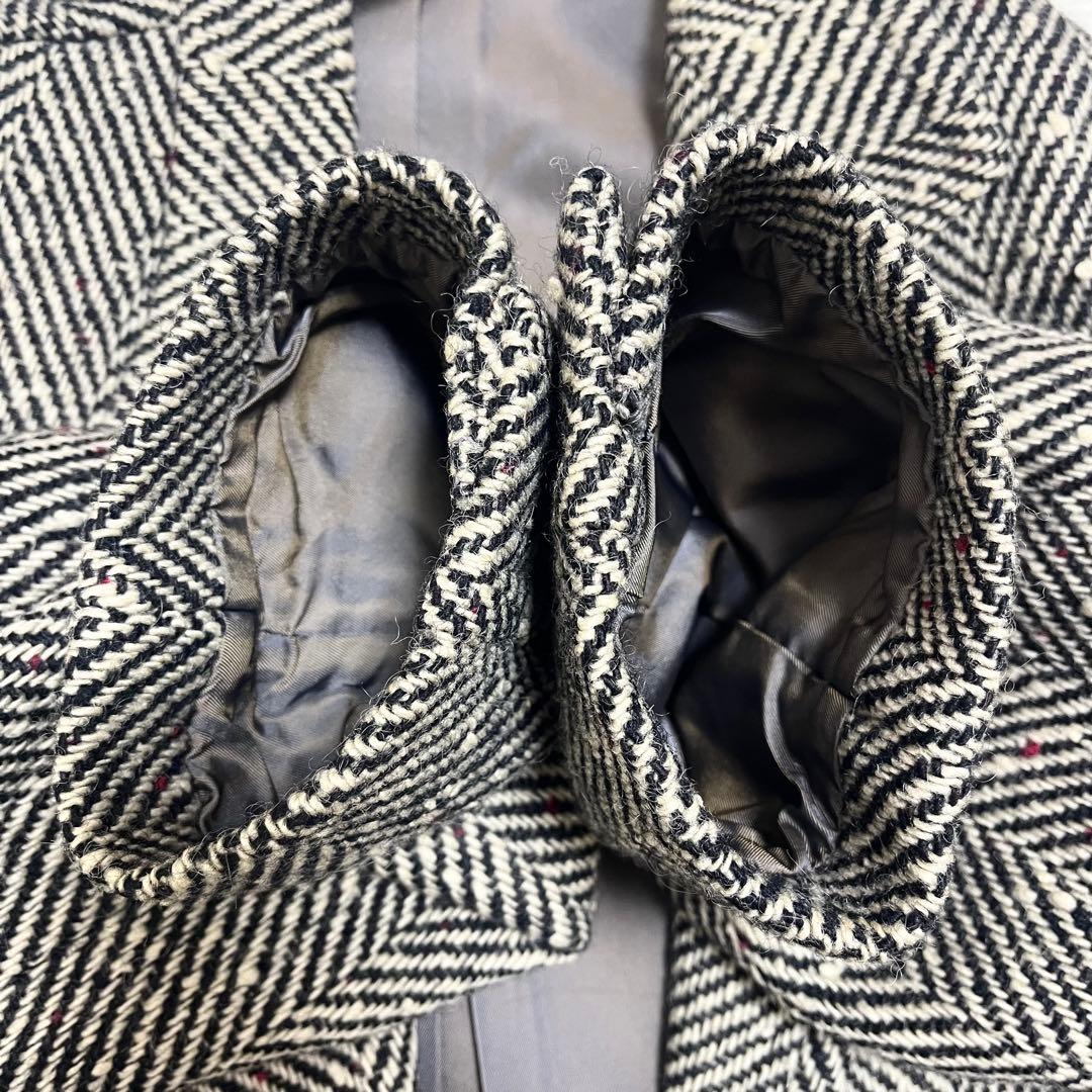 コムサデモード チェスターコート ダブルブレスト ウール ツイード ヘリンボーン