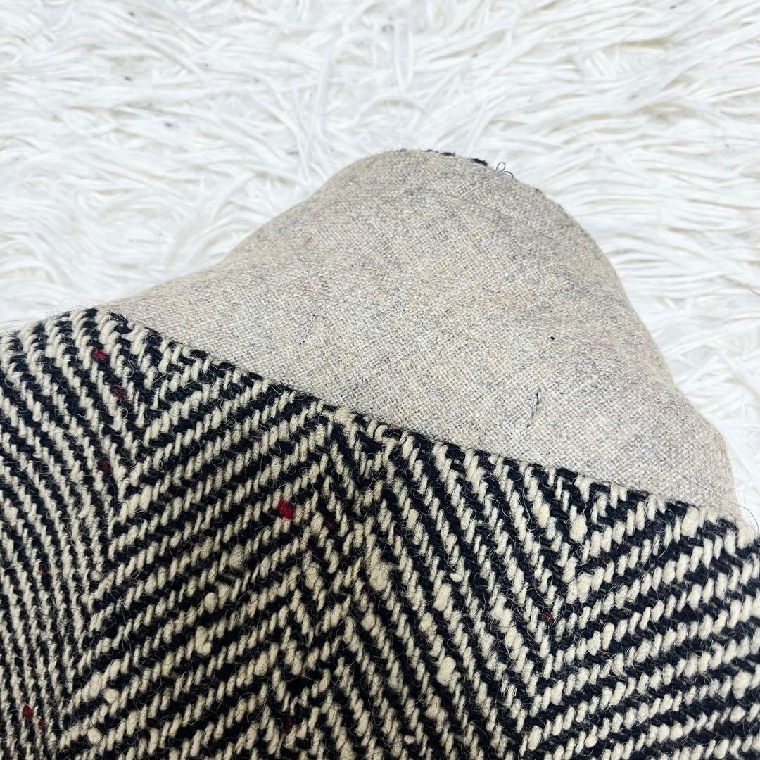 コムサデモード チェスターコート ダブルブレスト ウール ツイード ヘリンボーン