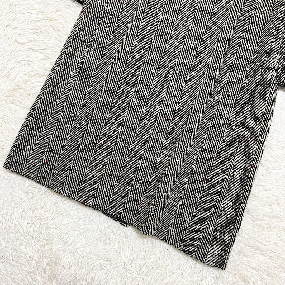 コムサデモード チェスターコート ダブルブレスト ウール ツイード ヘリンボーン