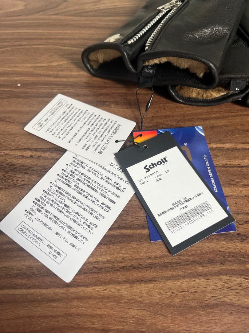 【新品】Schott ショット　レザーグローブ　ワンスター　黒色　BK