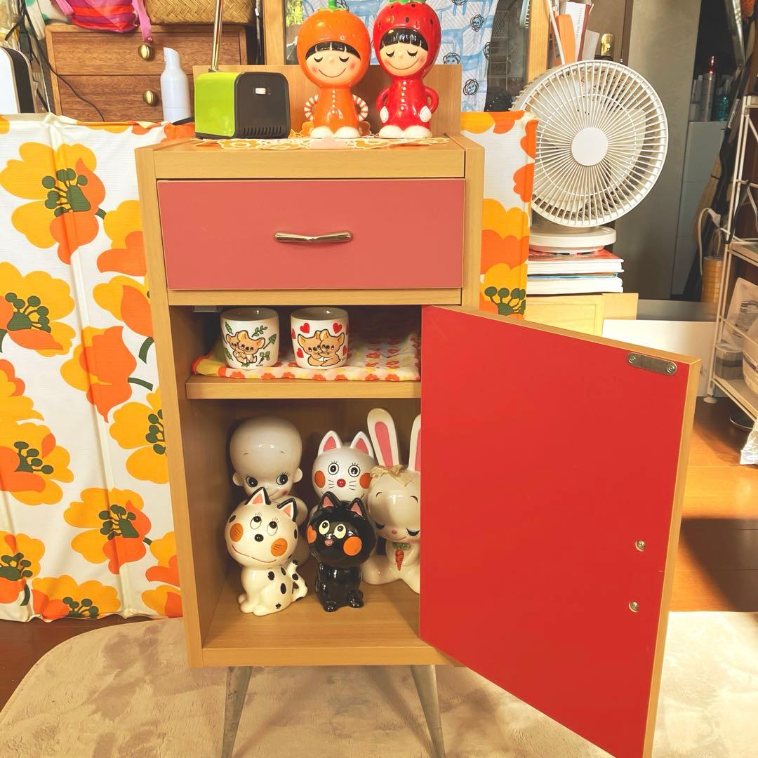 昭和レトロ チェスト 小棚 電話台 ラック スペースエイジ ミッドセンチュリー