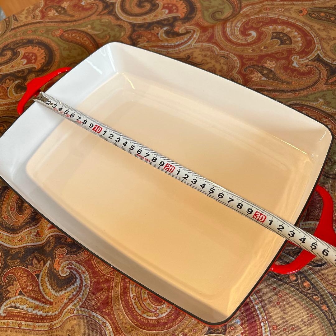 167◆DANSK 33cm ラージベイカー　両手鍋　スクエア型　赤いホーロー