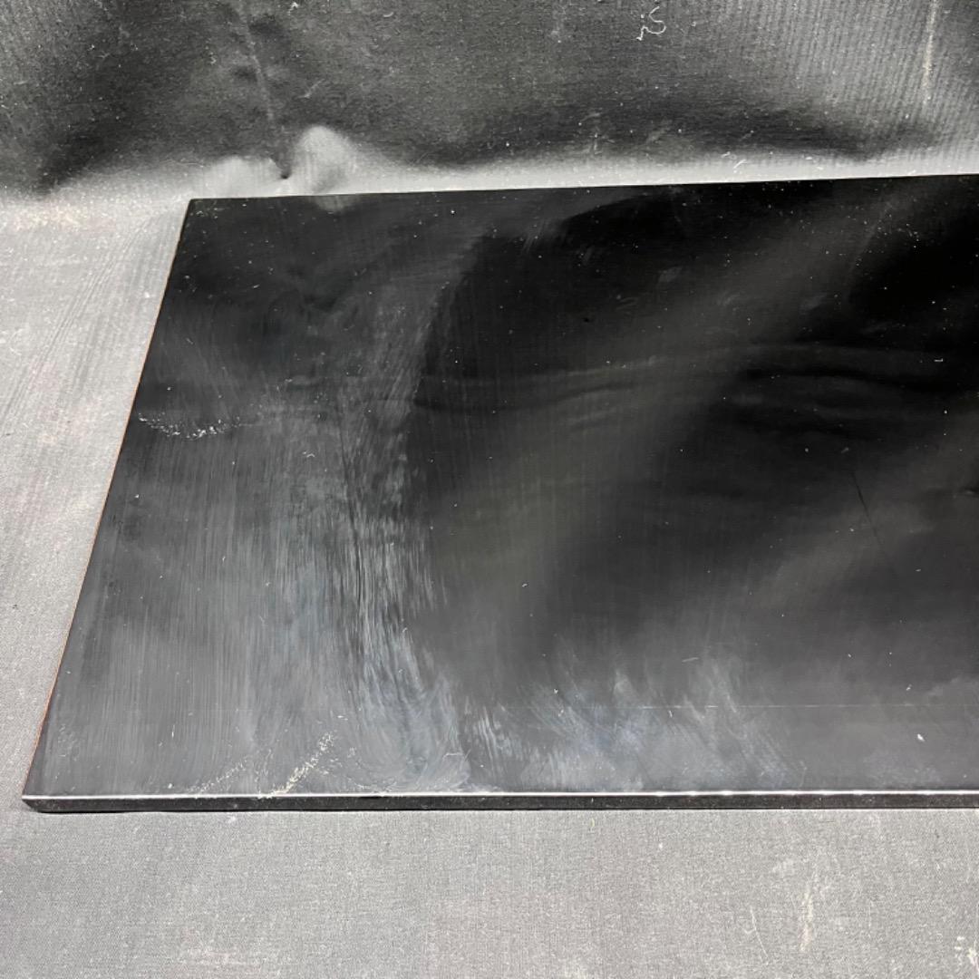 ▽Bi1060 在銘 炉用長板 漆塗 茶道具 敷板 共箱 木箱