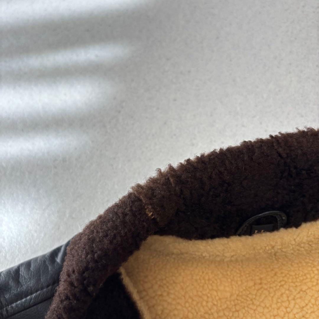 old vintage leather jacket black XL本革 ボア