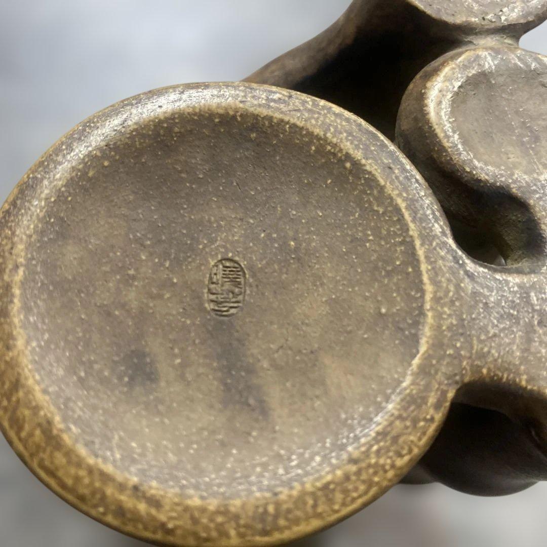 花瓶　置物　中国美術　竹形朱泥　紫砂　アンティーク