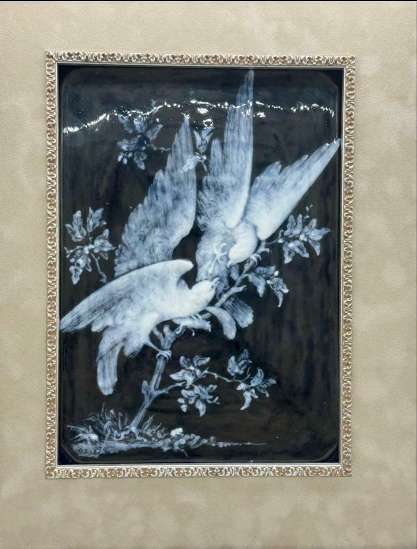 リモージュ　陶板絵　額装　インテリア　送料込み250712