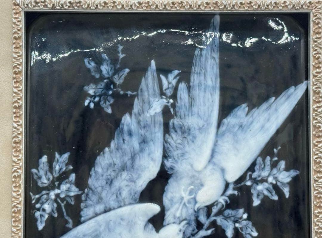 リモージュ　陶板絵　額装　インテリア　送料込み250712