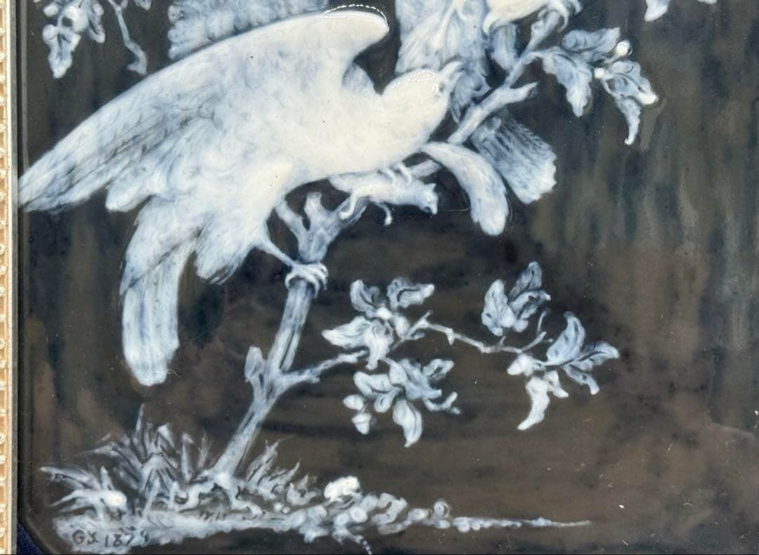 リモージュ　陶板絵　額装　インテリア　送料込み250712