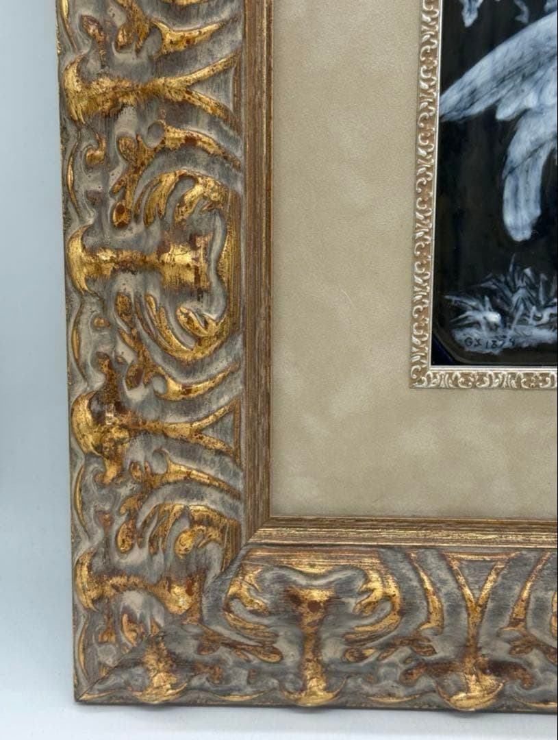 リモージュ　陶板絵　額装　インテリア　送料込み250712