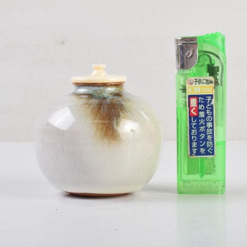 よりまき　茶道具　板谷波山作　素釉　茶入　仕覆付　共箱　D　9192