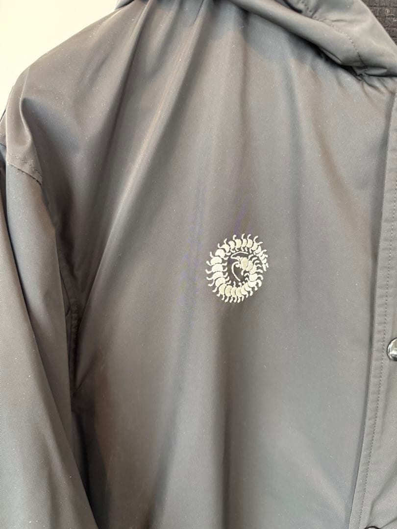 ブラックロングシェルコート フード付き