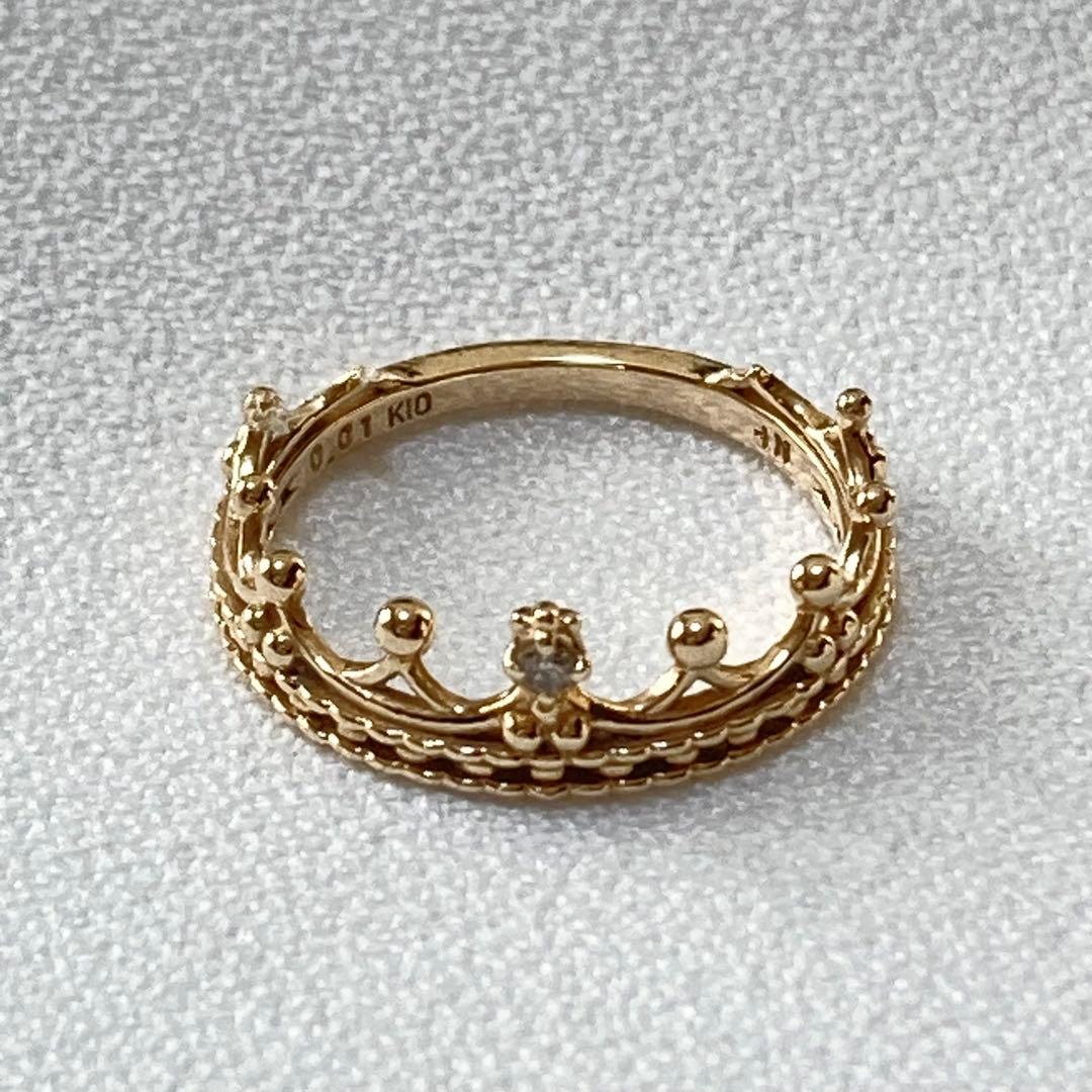 NOJESS K10 クラウン ダイヤ ピンキーリング 4号