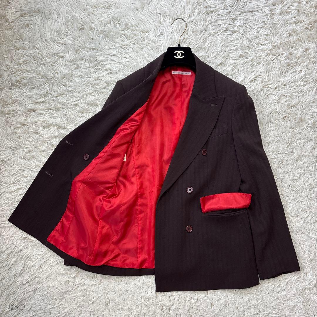 希少☆【PSポールスミス】ダークブラウン　ダブルパンツスーツ　総裏地　42 XL