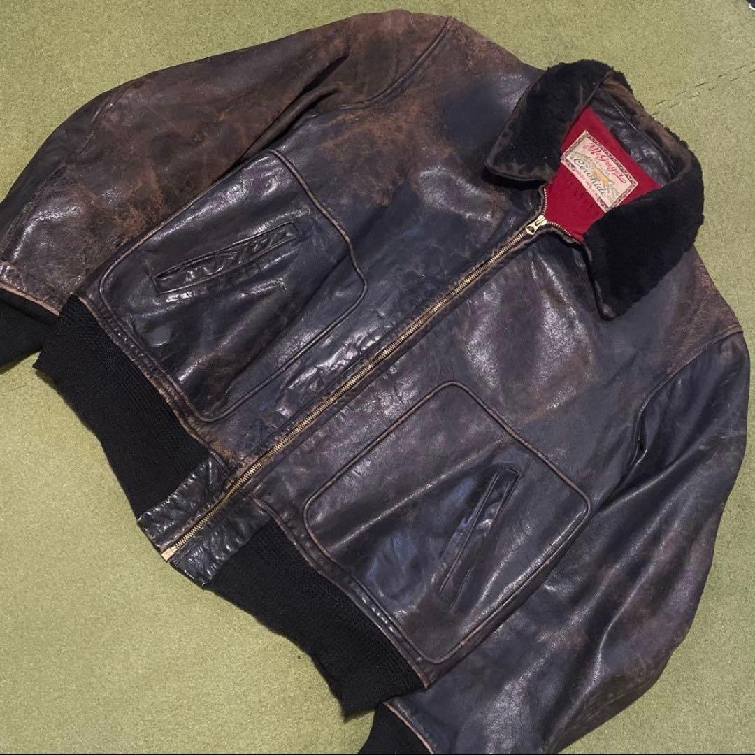 40sヴィンテージ★筆記体タグ★ボマージャケット★レザージャケット★G-1