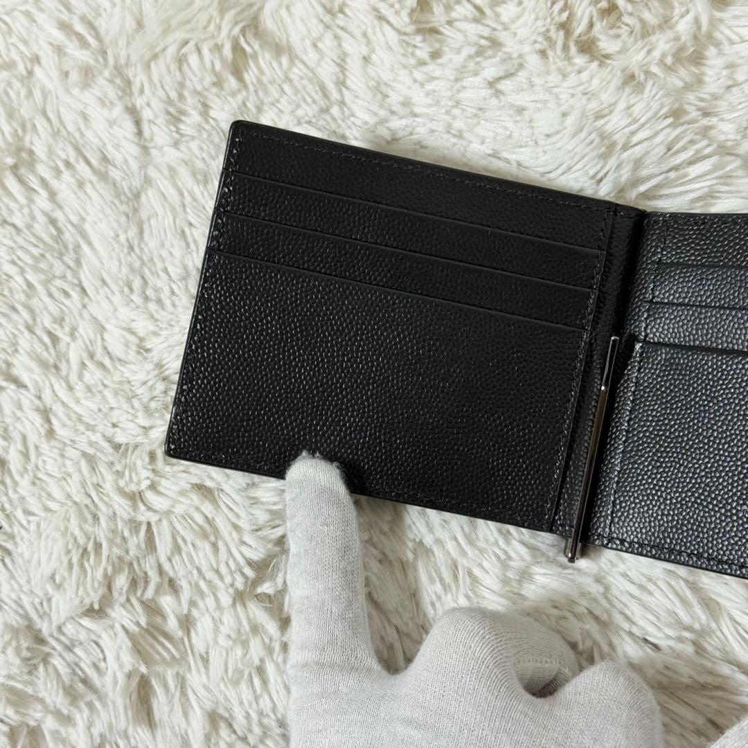 ⭐️新品未使用⭐️　サンローラン　マネークリップ　YSLカサンドラ　二つ折り　黒