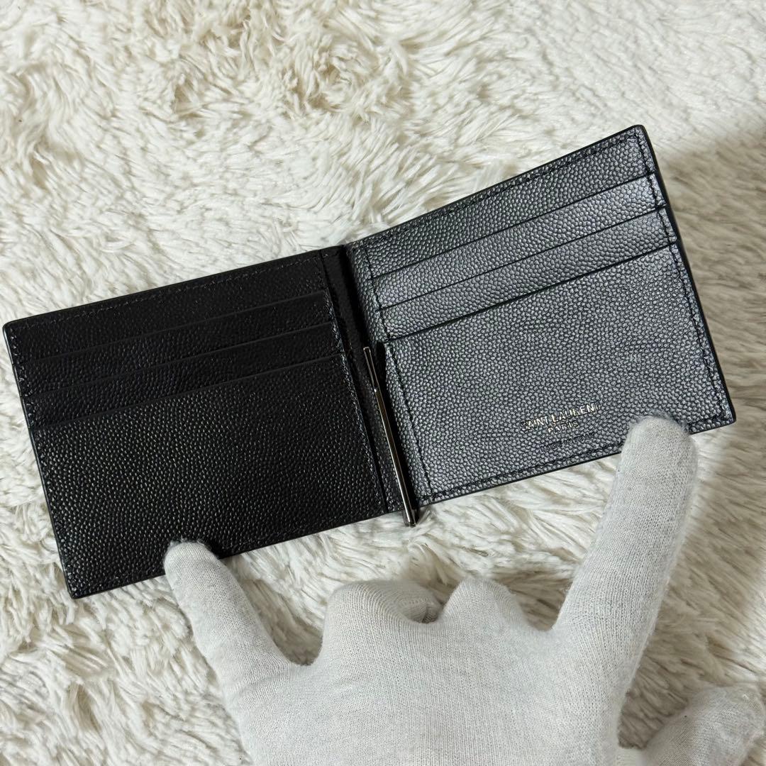 ⭐️新品未使用⭐️　サンローラン　マネークリップ　YSLカサンドラ　二つ折り　黒