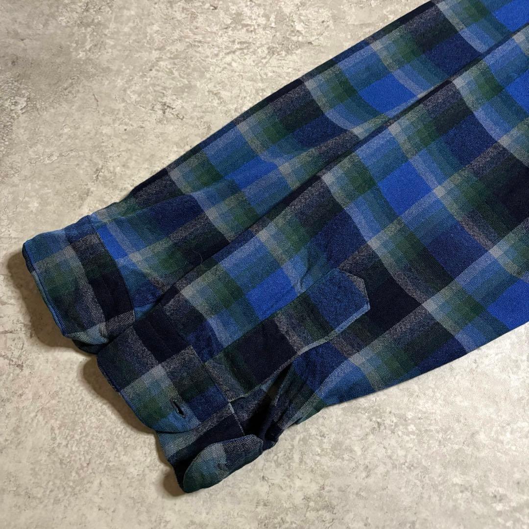 神配色70s ペンドルトン ボードシャツ オンブレ チェック USA製 ブルーL
