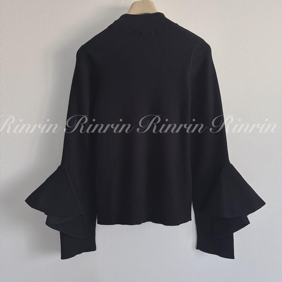 ANAYI ラッフルスリーブリブニットプルオーバー 38