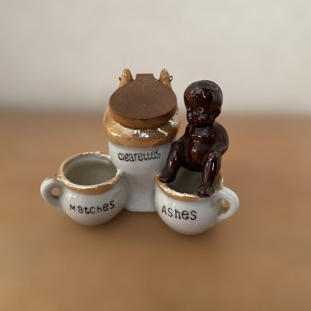 50s ビンテージ黒人ドール置物Japan madeアッシュトレイ灰皿