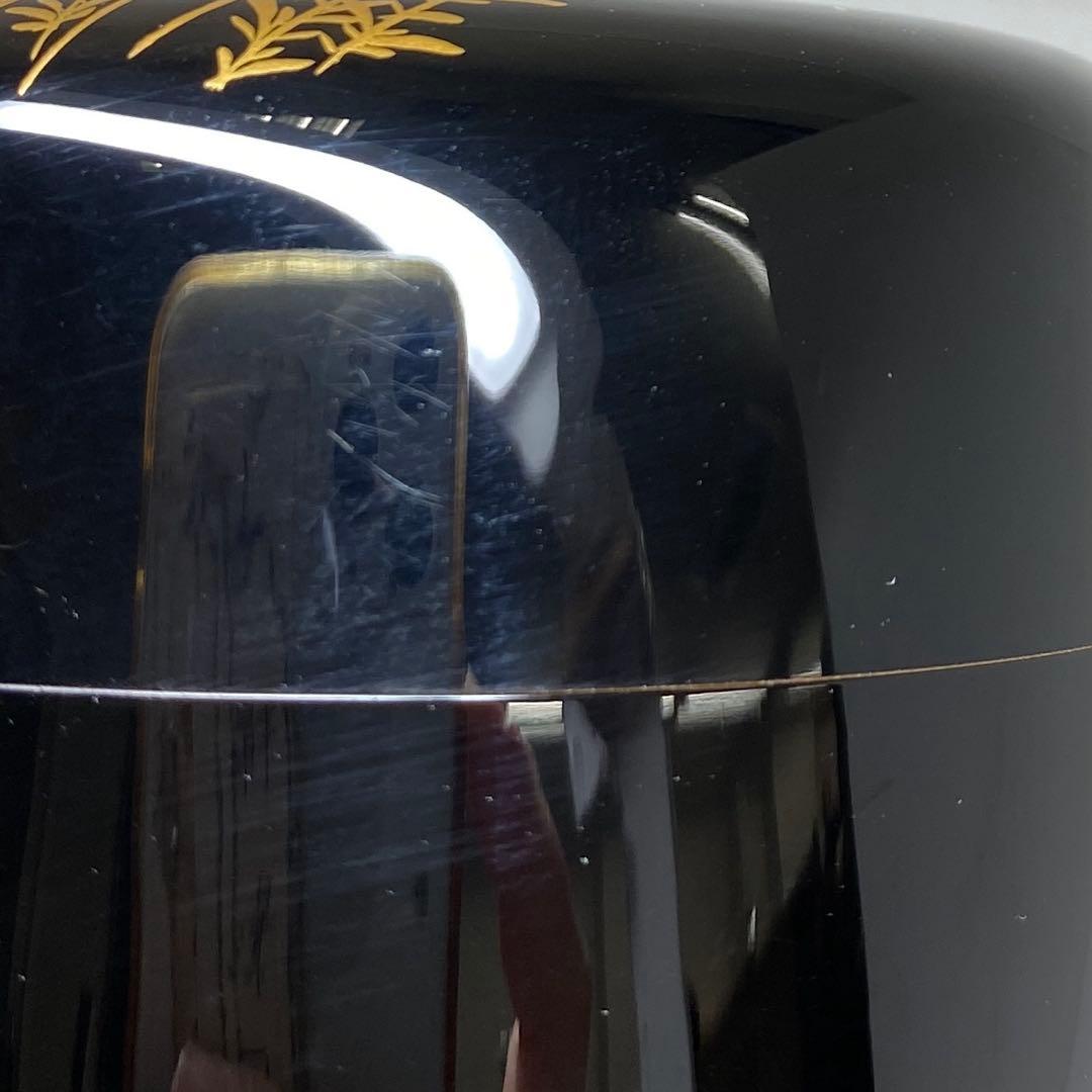 ☆2F 名工 吉田華正 蒔絵 なつめ 共箱 直径約6cm 東T8-0203