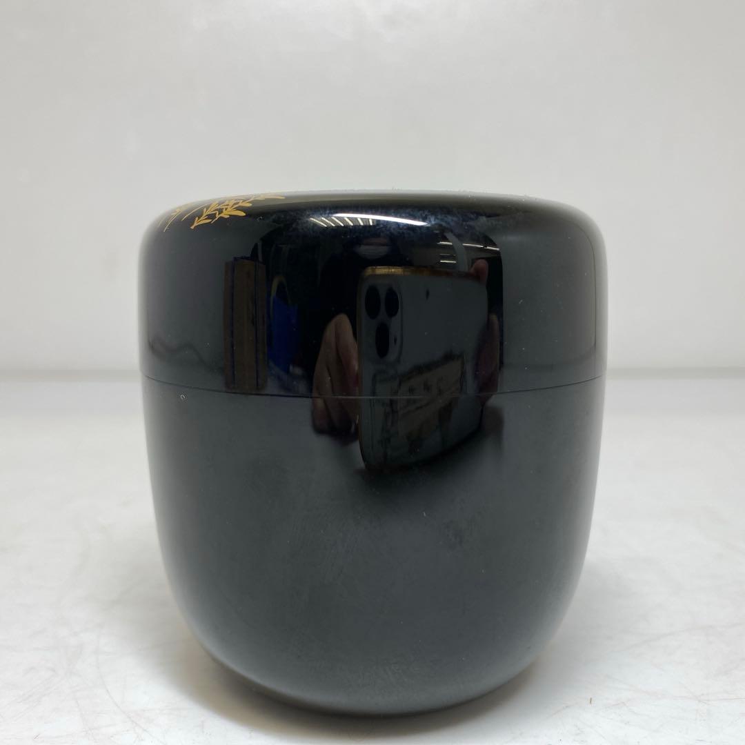 ☆2F 名工 吉田華正 蒔絵 なつめ 共箱 直径約6cm 東T8-0203