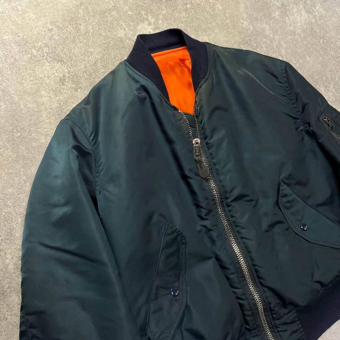 90s USA製　アルファ　MA-1 フライトジャケット　M ネイビー　紺