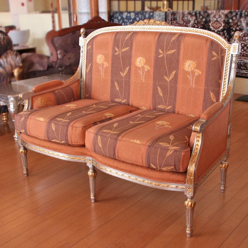 イタリア製二人掛けソファ ダブル クラシック ラブソファ レトロ 122-145