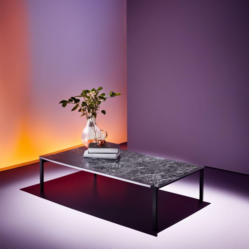 大理石調スチール脚 ローテーブル シックモダン