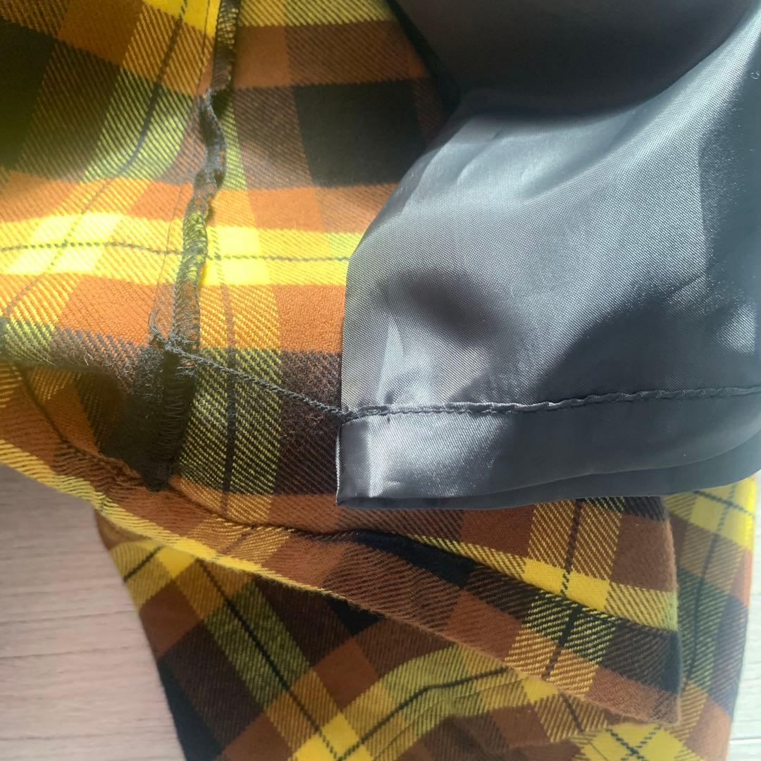 【familiar】 ブラウンベルベット＆チェック柄ワンピース 160cm 美品