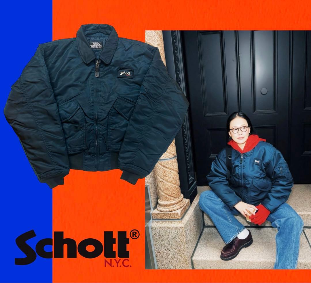 専用田中シェン着Schott NYC flight jacket M Navy