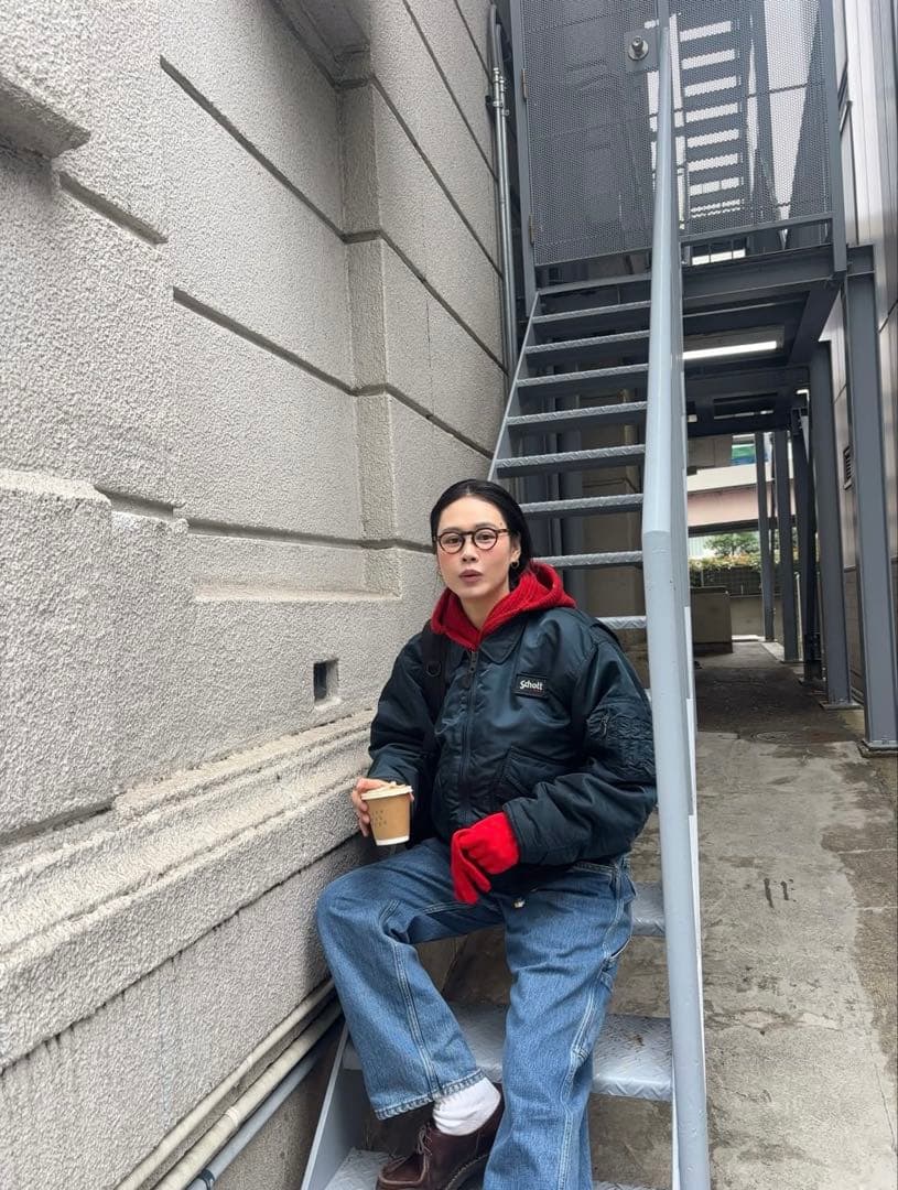 専用田中シェン着Schott NYC flight jacket M Navy