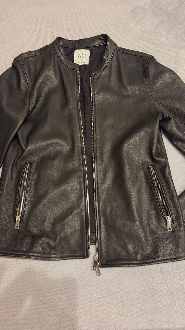 ブラックレザーシングルライダースジャケット　UNITED TOKYO