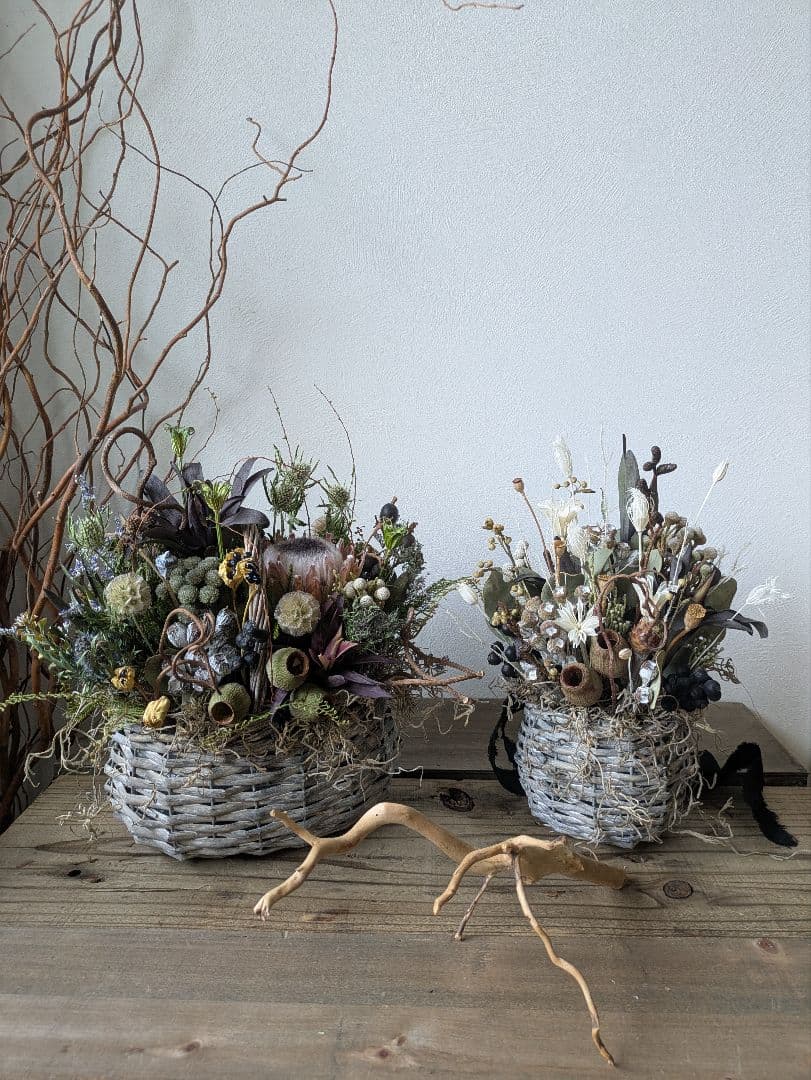 ドライフラワー　インテリア　バスケットアレンジメント