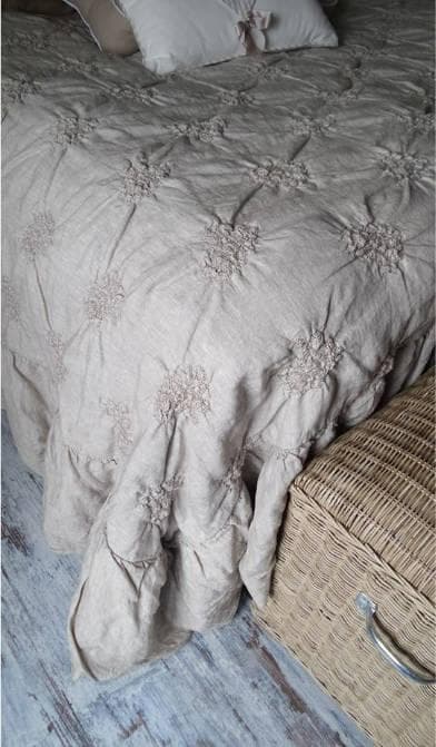 新品 arte pura イタリア製 リネン ベッドカバー 高級 お姫