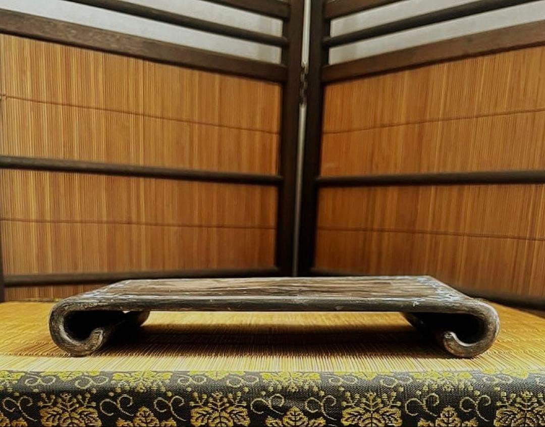古唐木 美杢 螺鈿 象嵌 巻き花台 香台 盆栽台