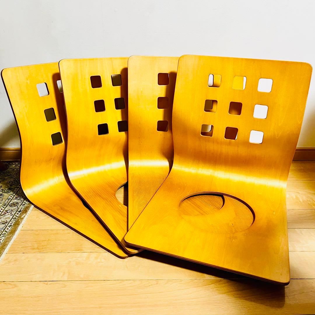 【極美品】 座椅子4つセット 昭和レトロ 木製 ベージュ 和風 旅館 レトロ