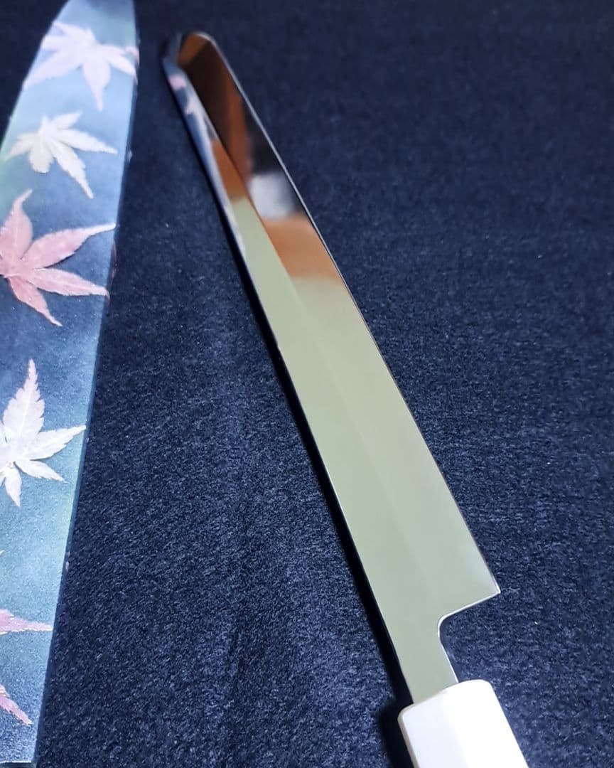 ステン 本焼 先丸 9寸 V金10号 鏡面仕上げ 刺身包丁 和包丁 鞘付き