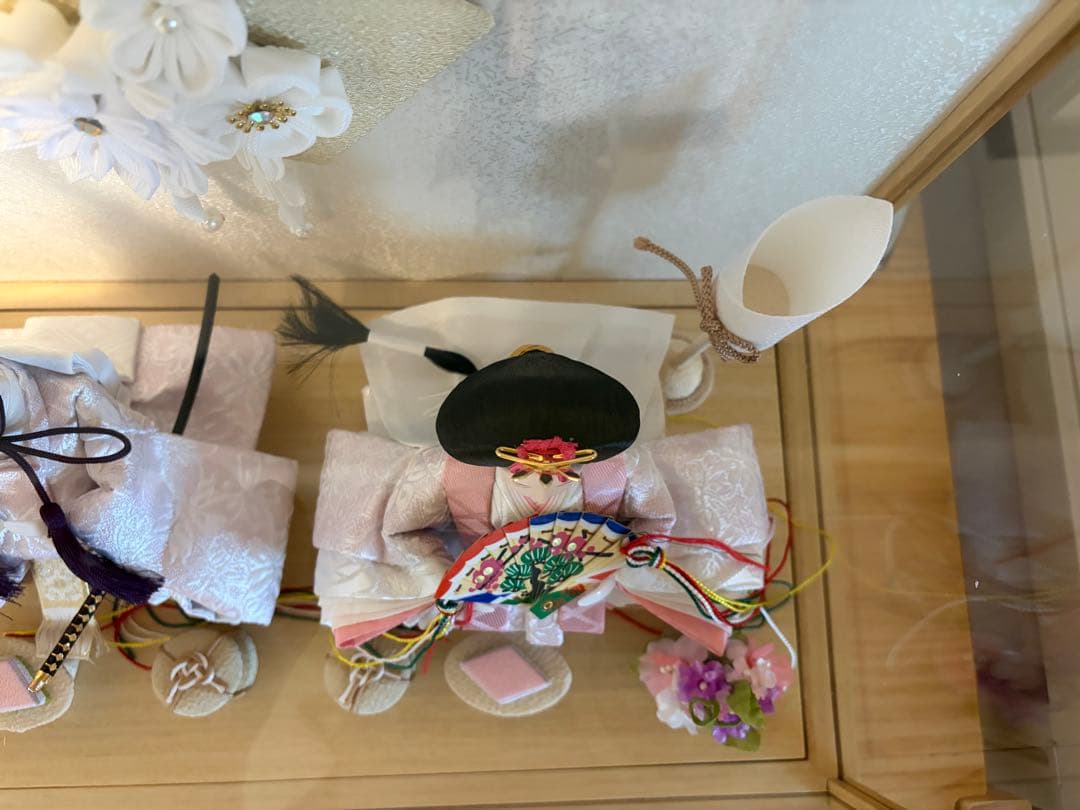 【未使用に近い】雛人形 ガラスケース付き 和風デザイン