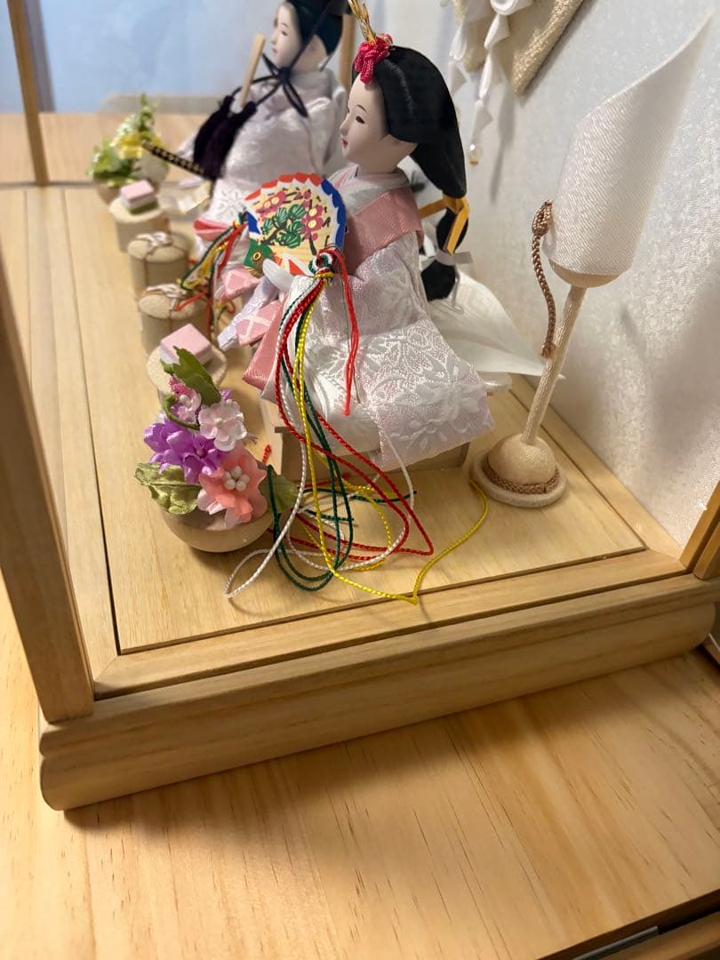 【未使用に近い】雛人形 ガラスケース付き 和風デザイン
