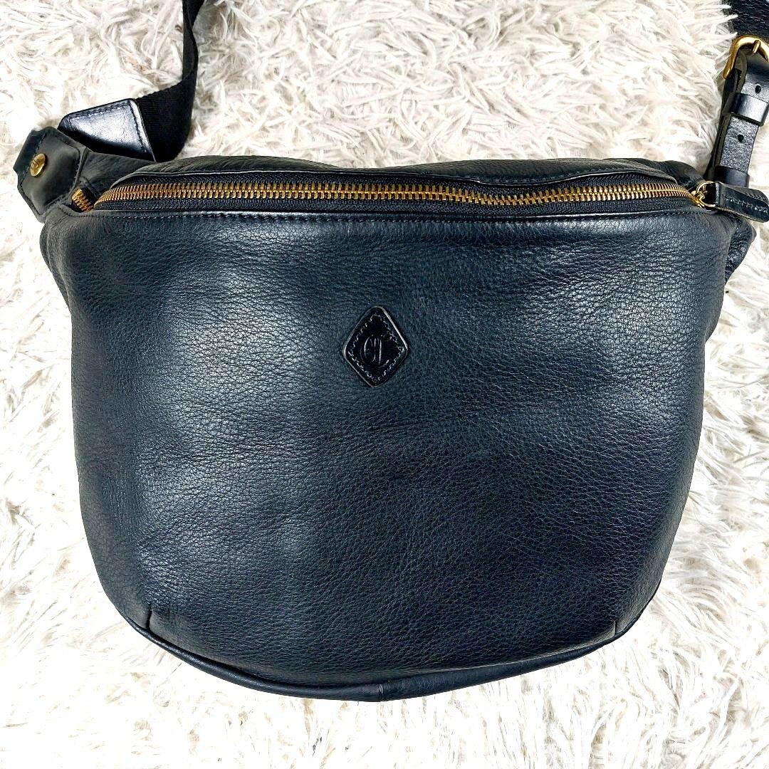 極美品 CLEDRAN シボ革 オールレザーバイカラー ショルダーボディバッグ