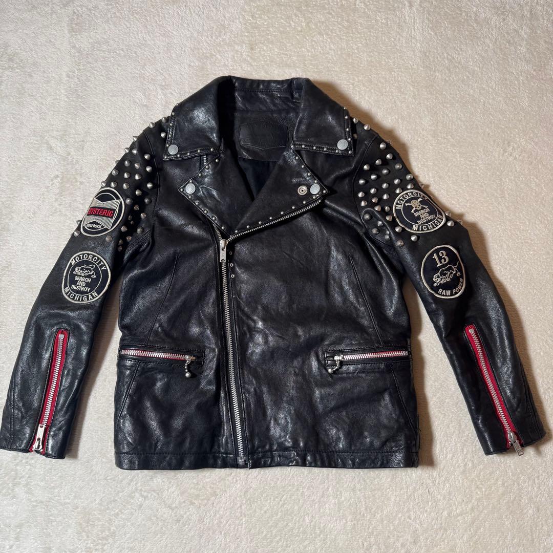 ★希少★ ヒステリックグラマー　ダブルライダース　カスタム　ワッペン　ラムレザー