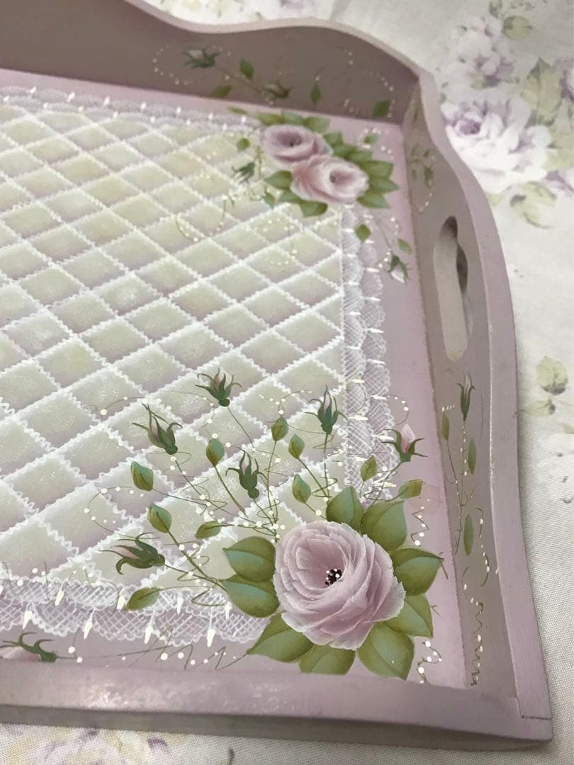 お値下げ‼️ハンドメイド・トールペイント作品薔薇のトレー
