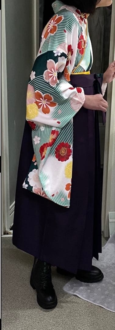 花柄着物簡易袴セット 卒業式 小学生 京越キョウエツKYOETSU 160